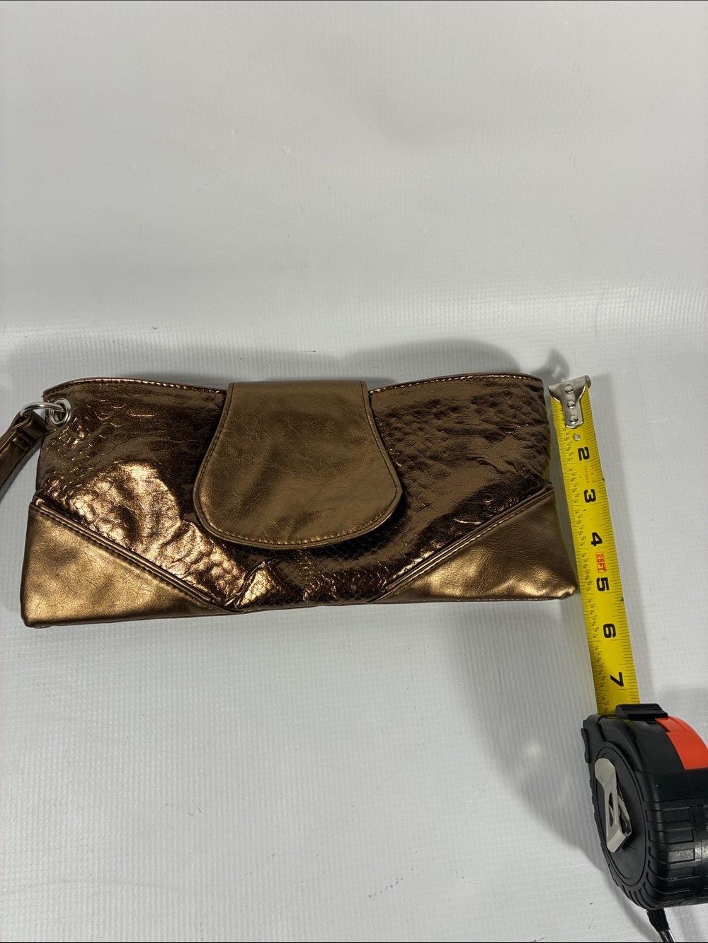 Metallic Bronze Wristlet Clutch - Women's Evening Bag - Picture 9 of 9
